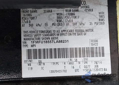 2007 Ford Expedition Eddie Bauer z USA, uszkodzony, nr VIN 1FMFU18557LA88231